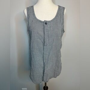 Sz M Liz Claiborne Lizwear sleeveless top gingham heck black white button front